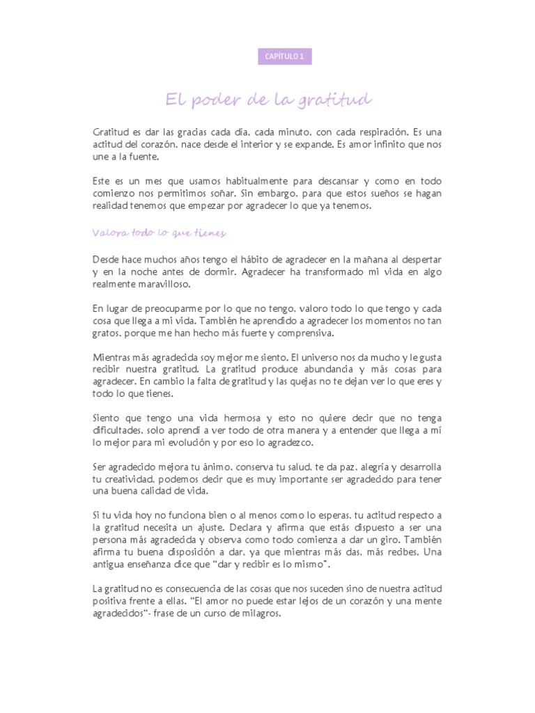 Capítulo 1 - El Poder de La Gratitud | PDF | Amor | Vida