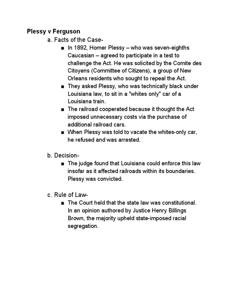 Plessy V Ferguson | PDF