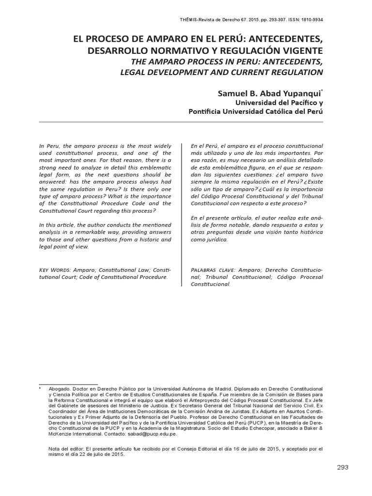 Peru Proceso de Amparo PDF | PDF | Habeas corpus | Derecho Constitucional