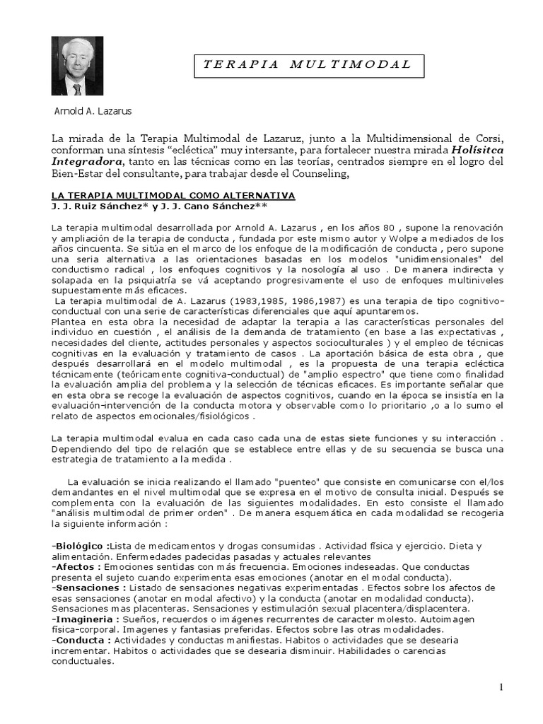 Lazarus - TERAPIA MULTIMODAL | PDF | Las emociones | Psicoterapia
