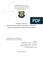 Informe de Pasantias. Hospital Universitario 'Antonio Patricio de Alcalá'