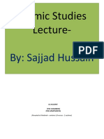 Islamic Studies Lecture-: By: Sajjad Hussain
