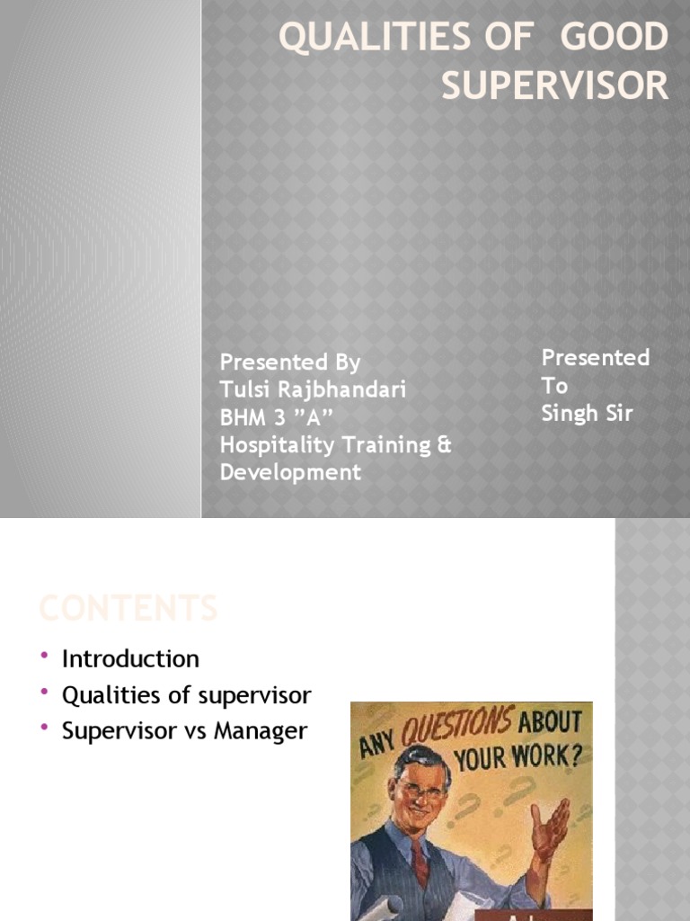 Essential Qualities of a Good Supervisor | PDF | Business | Self ...