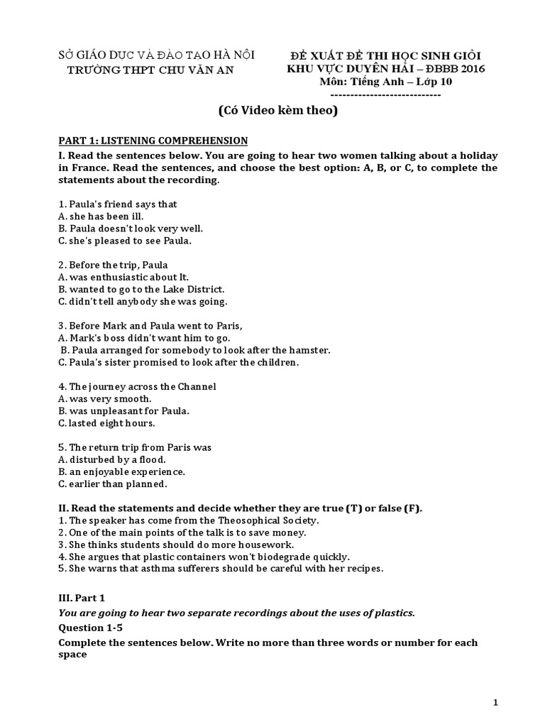 Bộ đề Thi Duyen Hải Bac Bộ Pdf Asthma Respiratory Tract