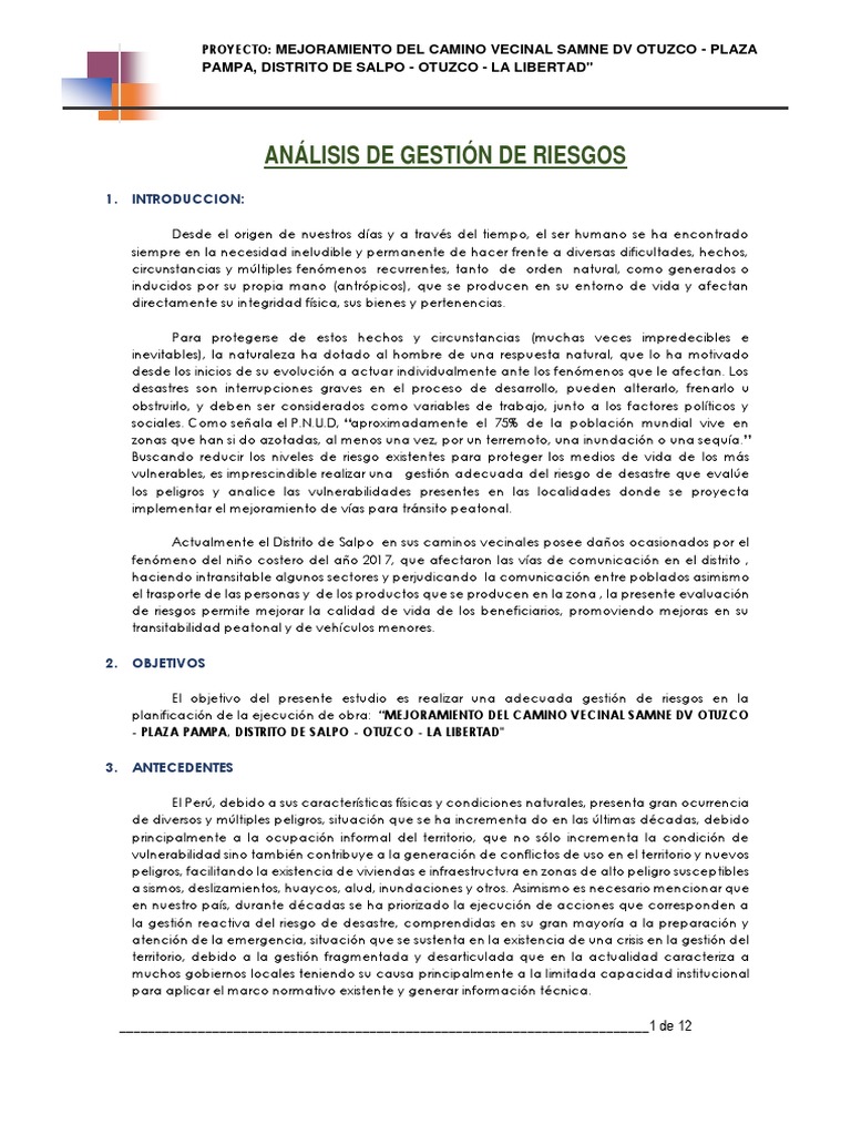 Informe de Gestión de Riesgos en Salpo | PDF | Vulnerabilidad | Riesgo