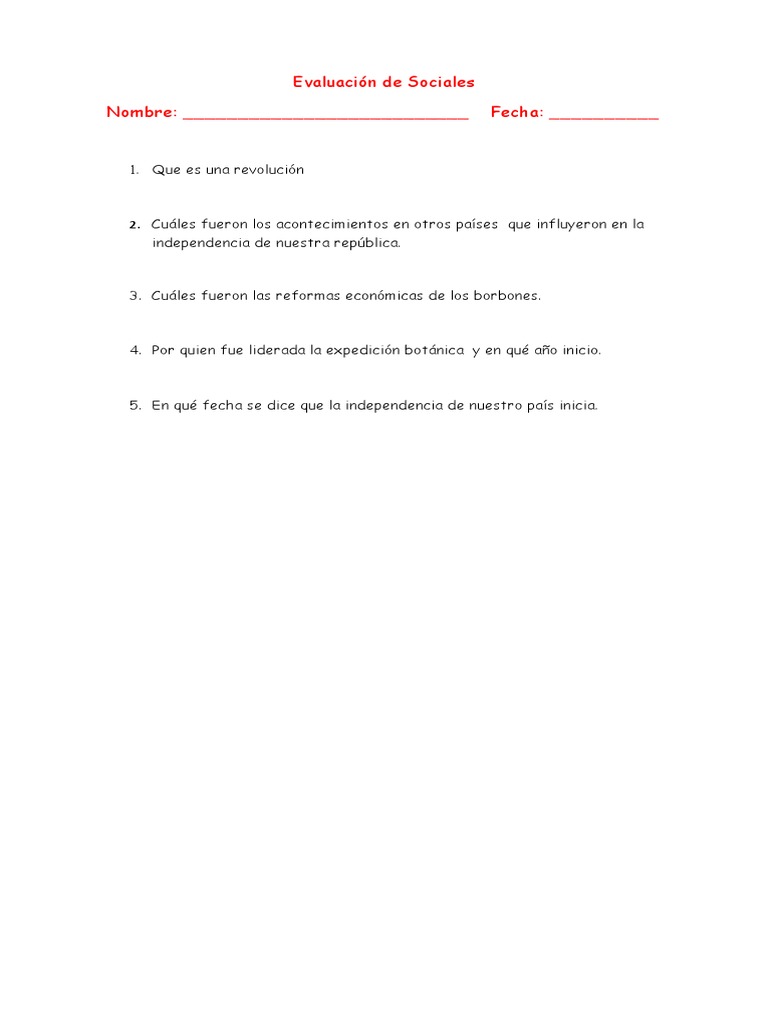 Evaluación de Sociales Grado 4 PDF | PDF | Política