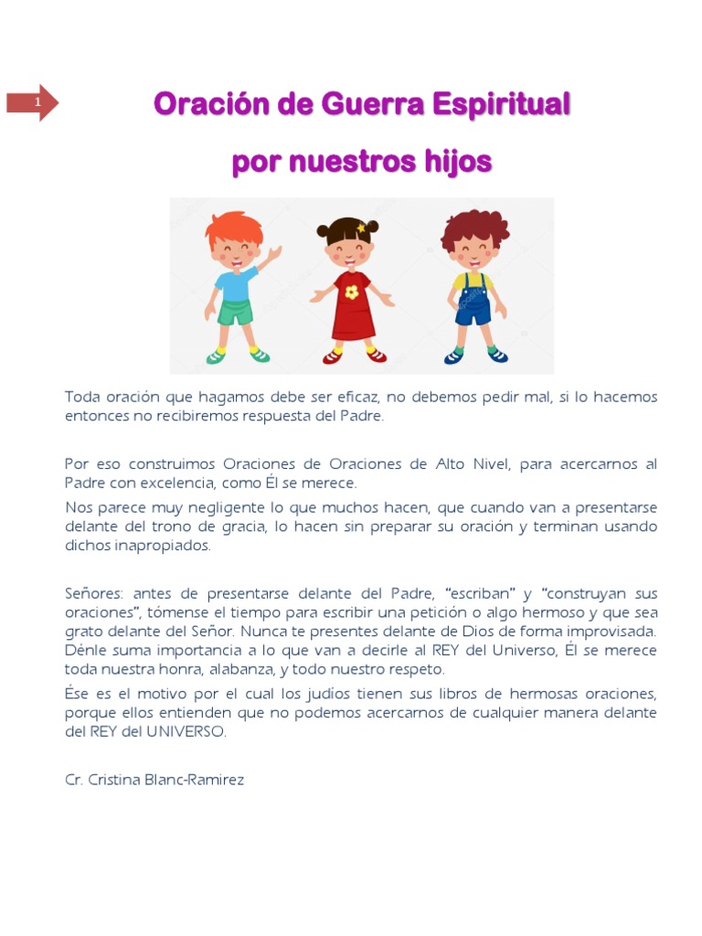 Oración de Guerra Espiritual POR LOS HIJOS | PDF | Oración | Pecado