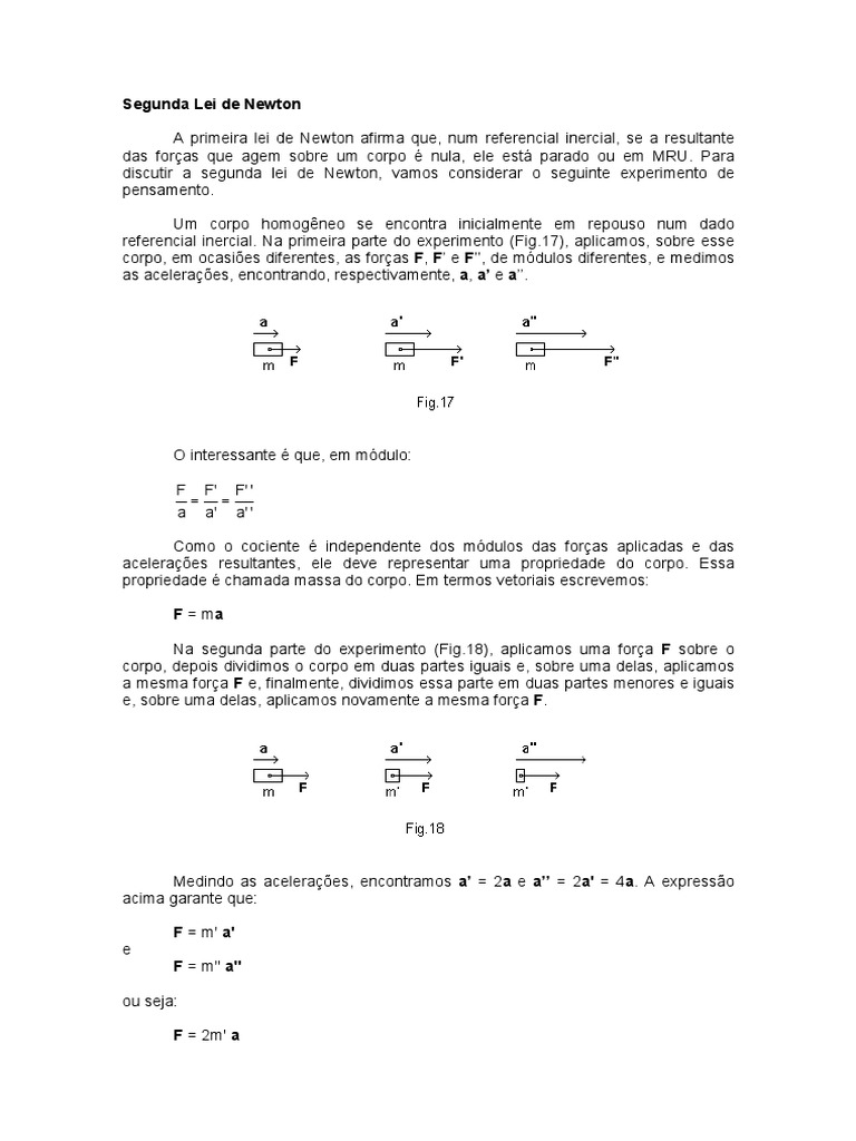 2 Lei de Newton 5f8v5f PDF | PDF | Massa | Leis do Movimento de Newton
