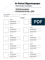 Ficha de Inscripcion de Equipos Masculino PDF