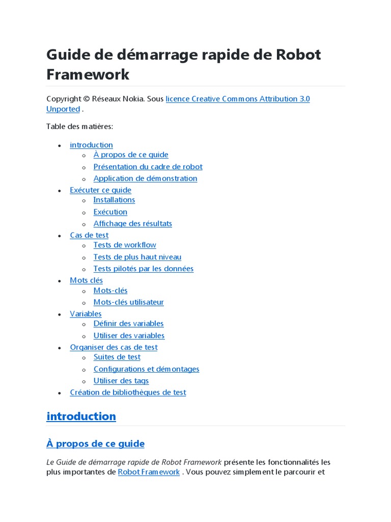 Guide de Démarrage Rapide de Robot Framework | PDF | Bibliothèque ...
