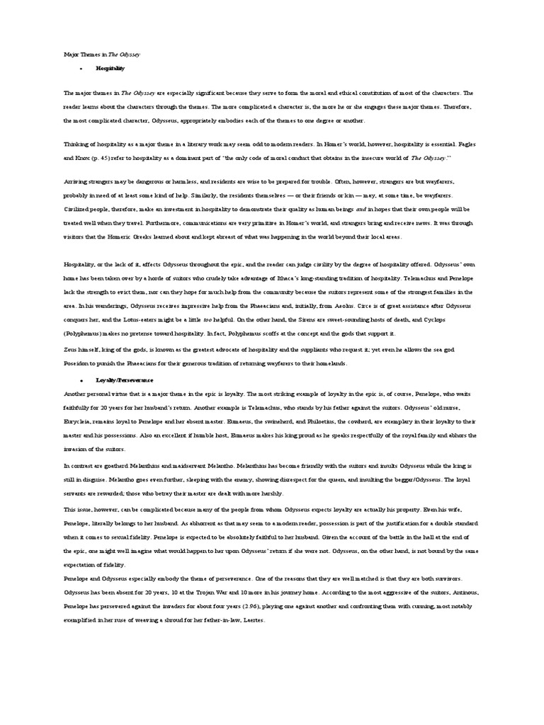 What Are Major Themes In The Odyssey