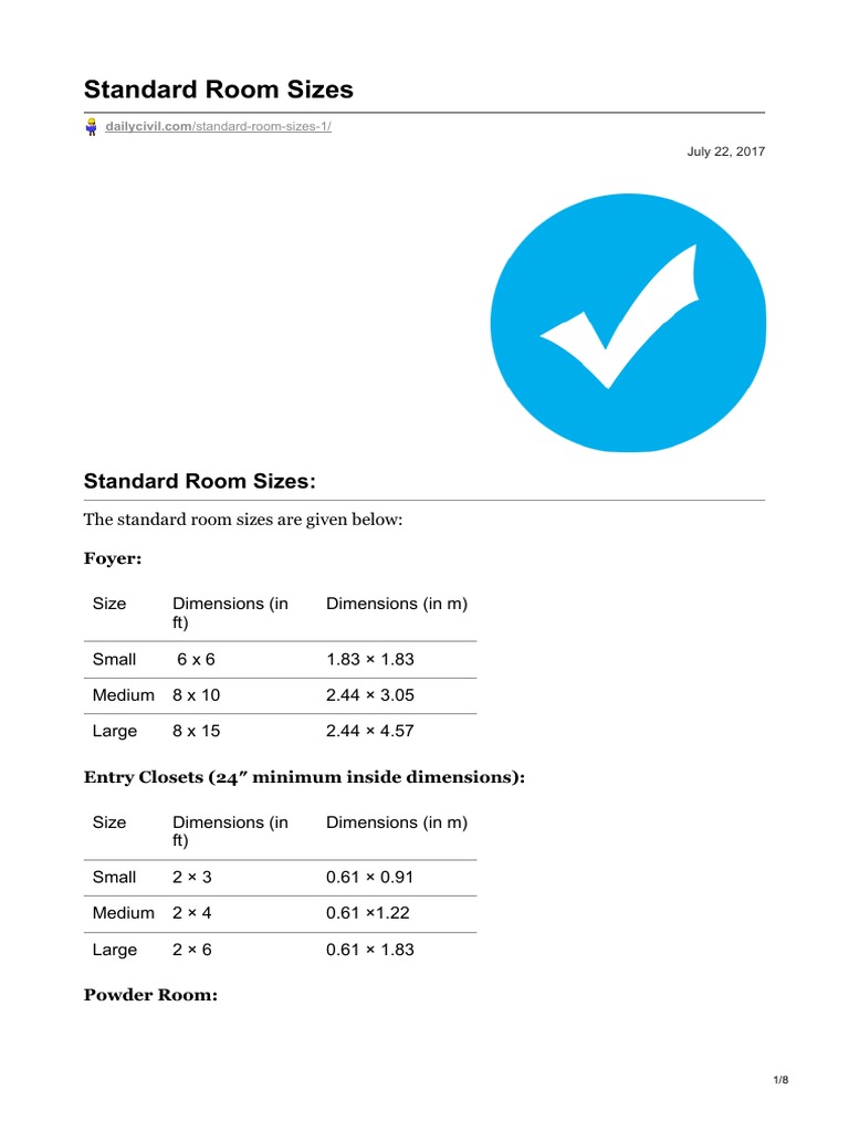 Standard Room Sizes and Dimensions | PDF | Bedroom | Room
