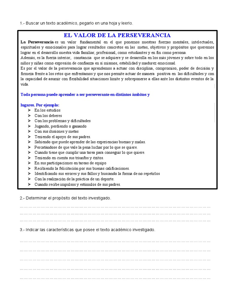 El Valor de la Perseverancia en Niños | PDF | Crecimiento personal y ...