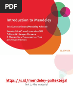 Introduction To Mendeley: Eric Kunto Aribowo (Mendeley Advisor) Politeknik Harapan Bersama