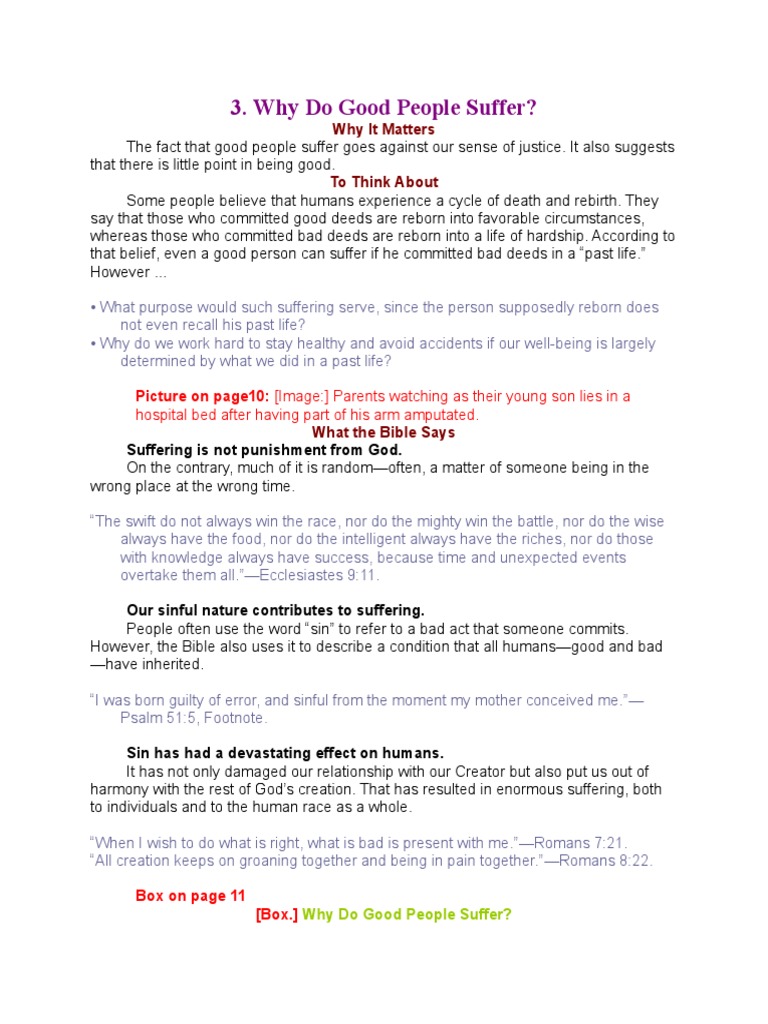 Why Do Good People Suffer? PDF Suffering Sin