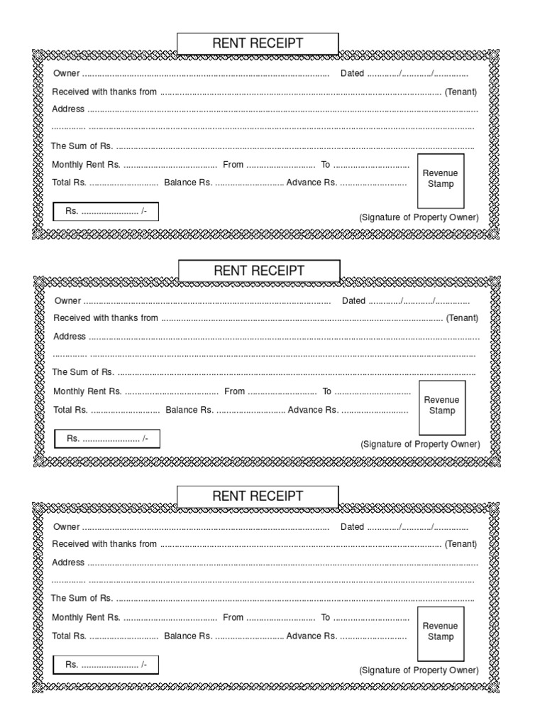 Examples Of Rent Receipt