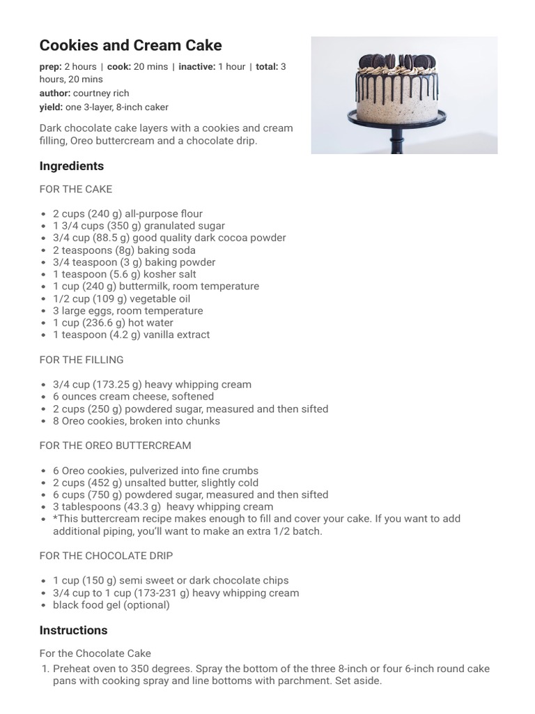 Cake by Courtney The Best Ever Cookies and Cream Cake Cake by Courtney PDF Cakes Baking