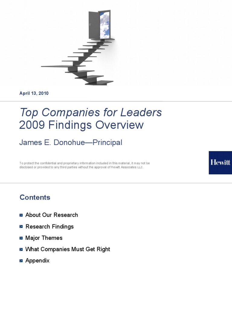 Top Companies For Leaders 2009 Findings Overview PDF Leadership