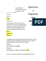 Ejercicios Expresiones Algebraicas