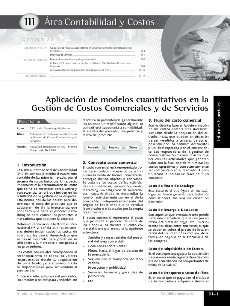 Gestión de Costos Comerciales y Servicios | PDF | Costo | Contabilidad
