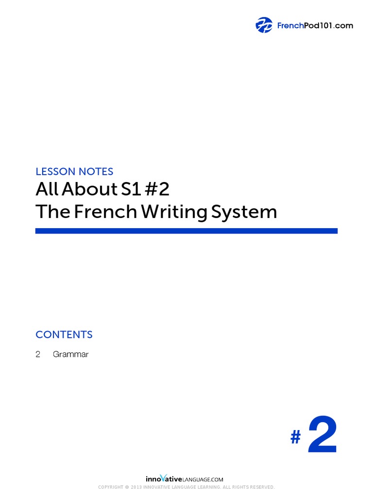 All About S1 #2 The French Writing System: Lesson Notes | PDF | French ...