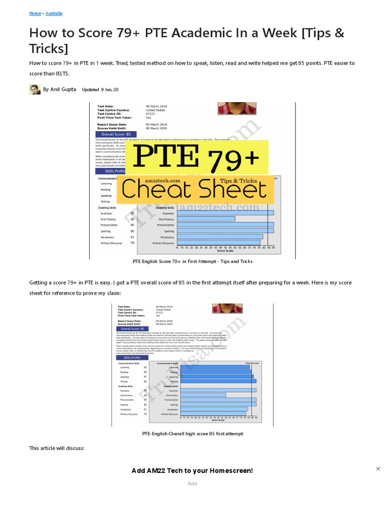 Score 79+ in PTE Academic Quickly | PDF | International English ...