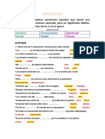 Parónimos: palabras con escritura y pronunciación similares pero significados distintos