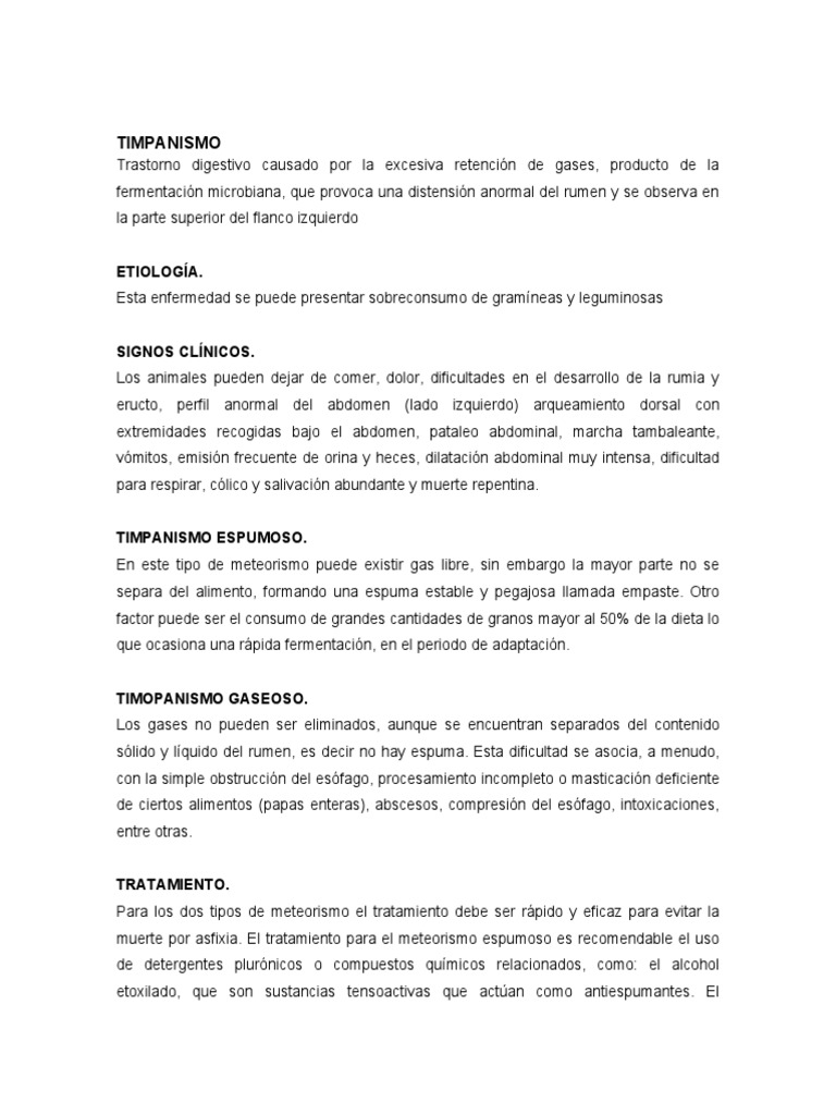 TIMPANISMO PDF Alimentos Enfermedades y trastornos