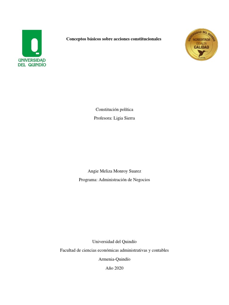 Acciones Constitucionales en Colombia | PDF | Derecho Constitucional ...