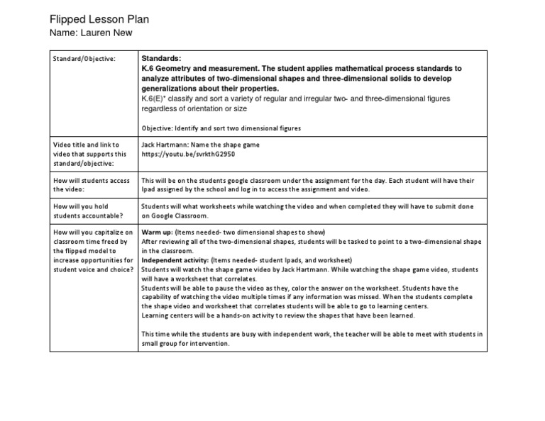 Flipped Lesson Plan | PDF | Career & Growth