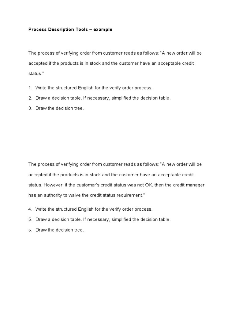 Process Description Tools Exercise | PDF