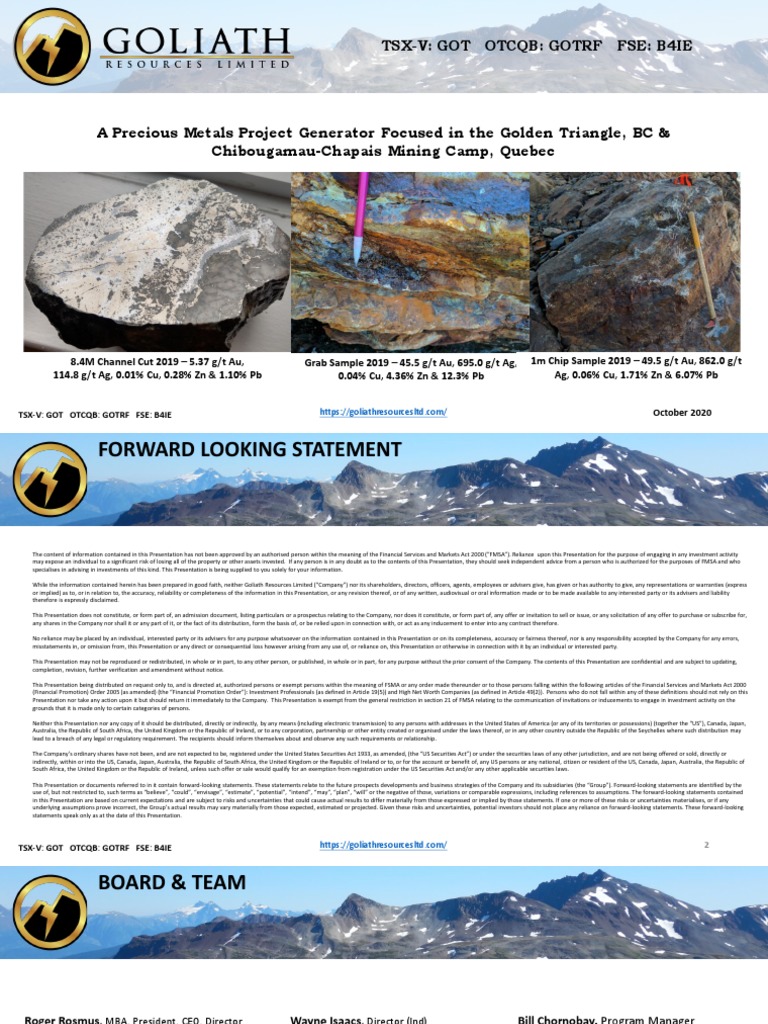 Goliath BC Properties Presentation October 27 2020 PDF Securities