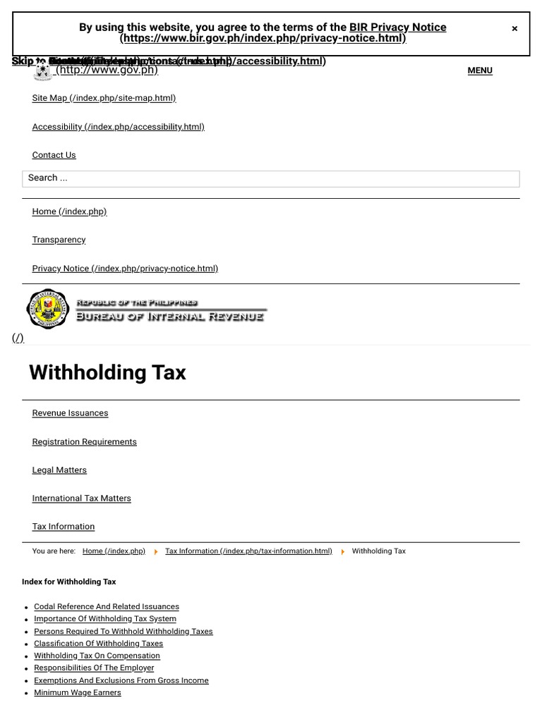 Withholding Tax - Bureau of Internal Revenue161116 | PDF | Withholding ...