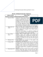 Review of Related Literature Summary: Author(s) (Date) Salient Points