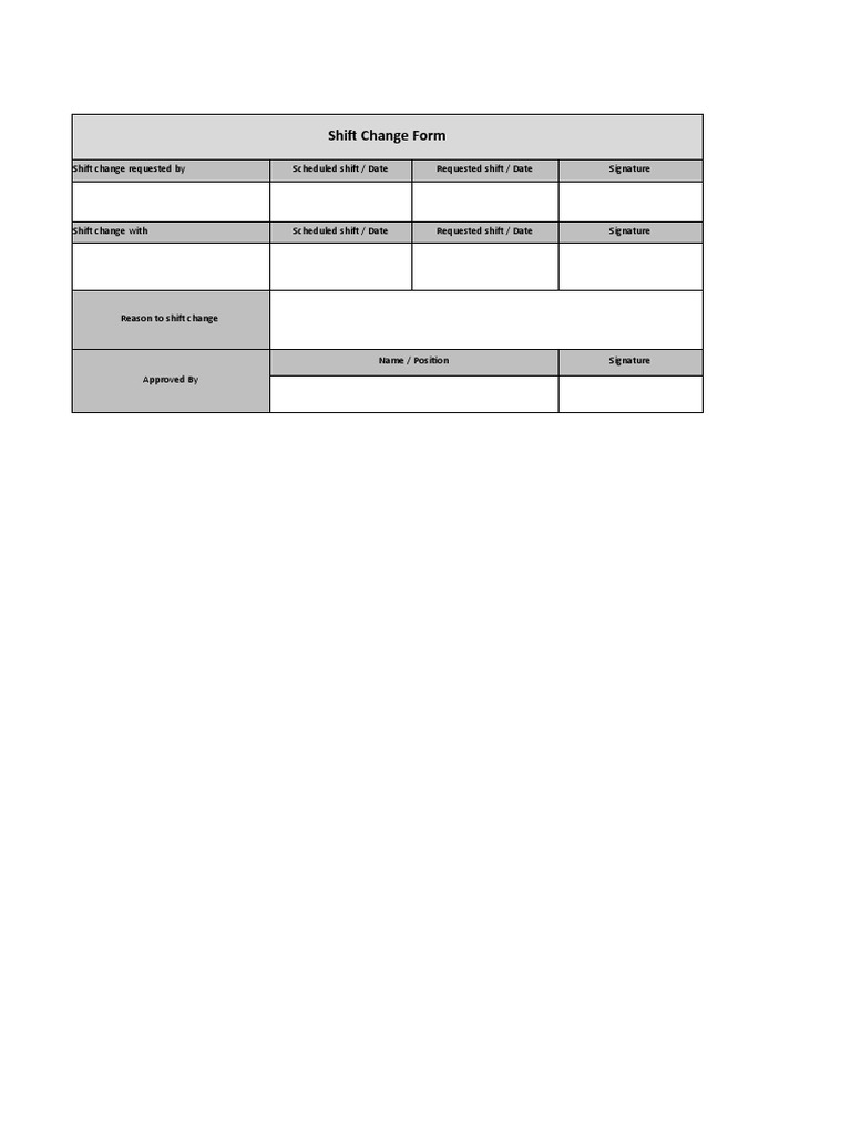 Shift Change Request Form Template | PDF