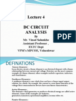 DC Circuit Analysis: by Mr. Vinod Salunkhe Assistant Professor, EXTC Dept VPM's MPCOE, Velneshwar