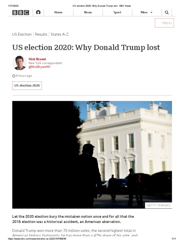 US Election 2020 - Why Donald Trump Lost - BBC News | PDF | Joe Biden ...