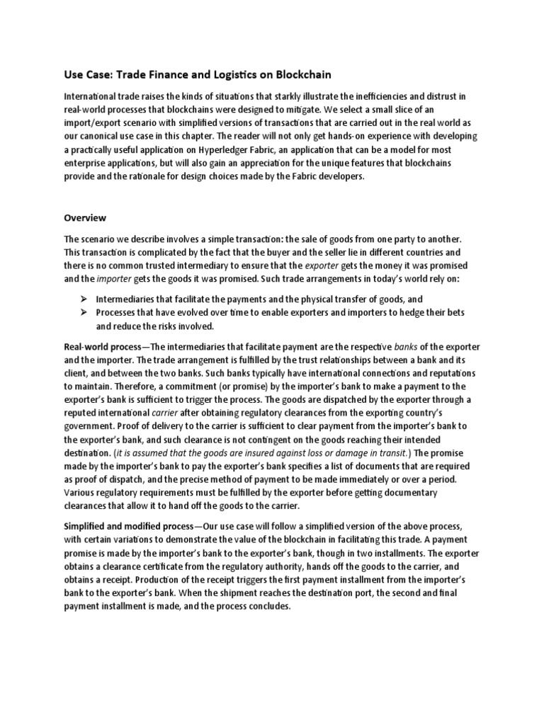 Blockchain Use Case: Trade Finance | PDF | Letter Of Credit | Bill Of ...