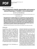 How Entrepreneurs Identify Opportunities and Access To External Financing in Tunisian's Micro-Enterprises-African Journal of Business Management