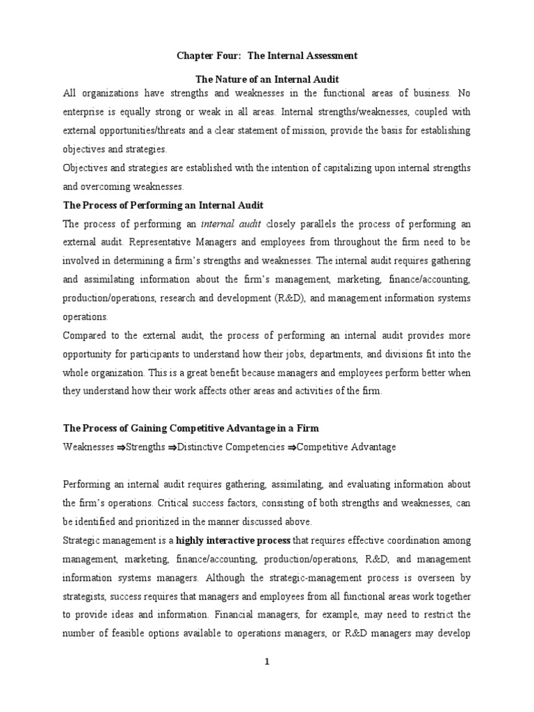 CH 4 Internal Evt Anaysis Edited For Student | PDF | Swot Analysis ...