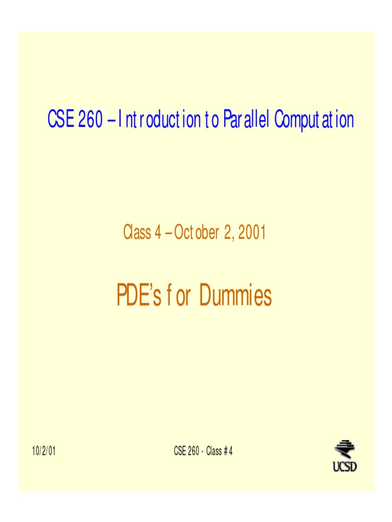 PDE's For Dummies CSE 260 Introduction To Parallel Computation PDF