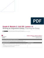 Grade 8: Module 2: Unit 2B: Lesson 14: Writing An Argument Essay: Planning The Essay