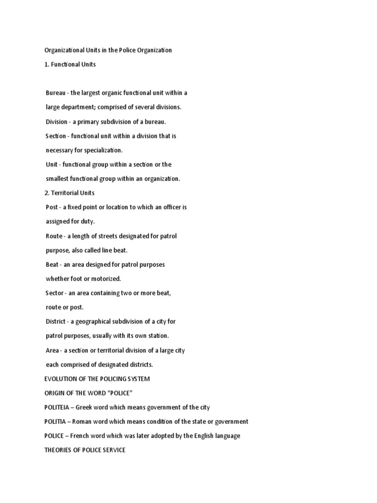 Police Organization Structure Guide | PDF