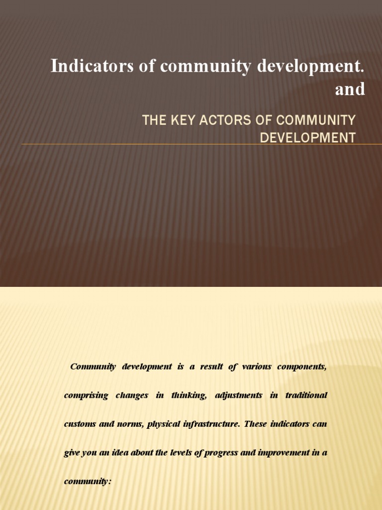 Indicators of Community Development PDF Community Policy