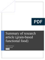 Summary of Research Article (Grain-Based Functional Food) : Fatima Tariq Younas Functional Foods