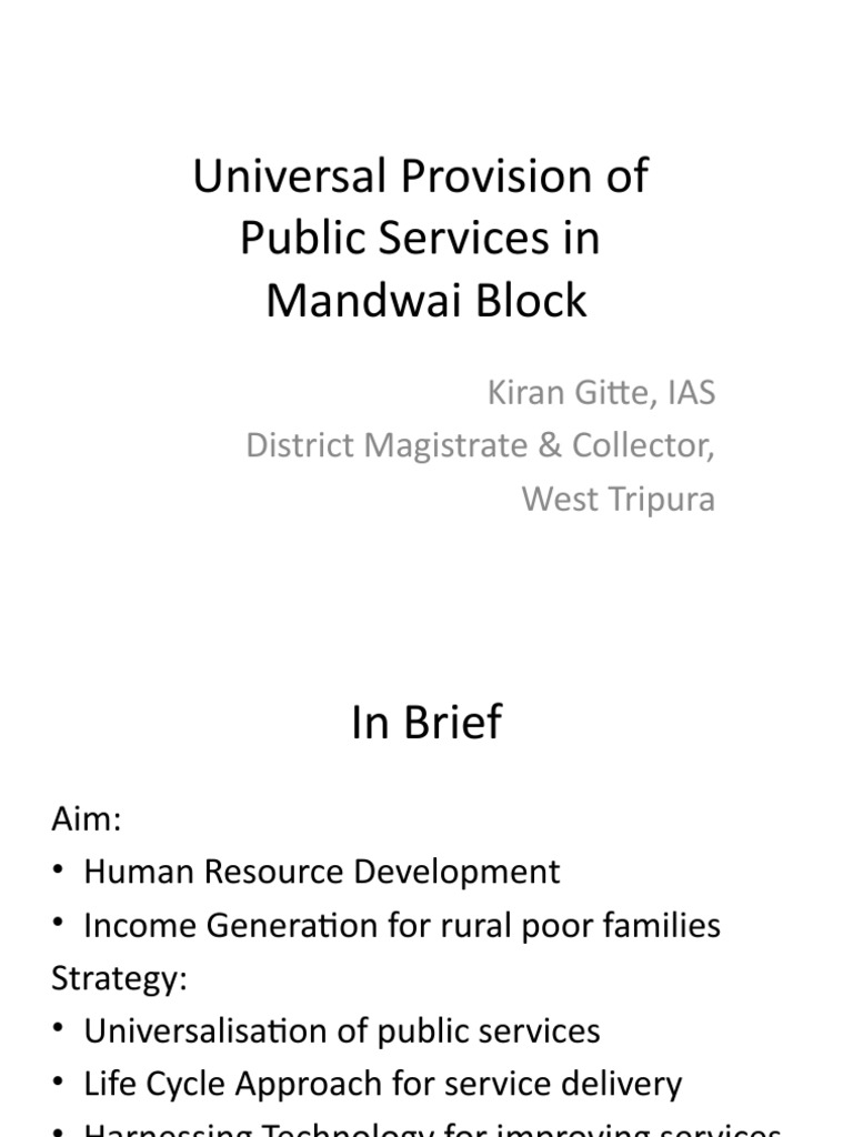 Universal Provision of Public Services in Mandwai Block: Kiran Gitte ...