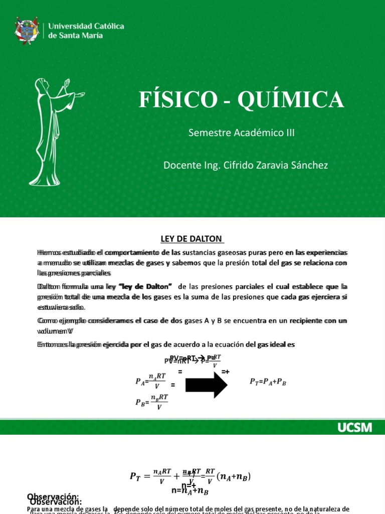 Ley de Dalton y Presiones Parciales | PDF | Gases | Mole (Unidad)