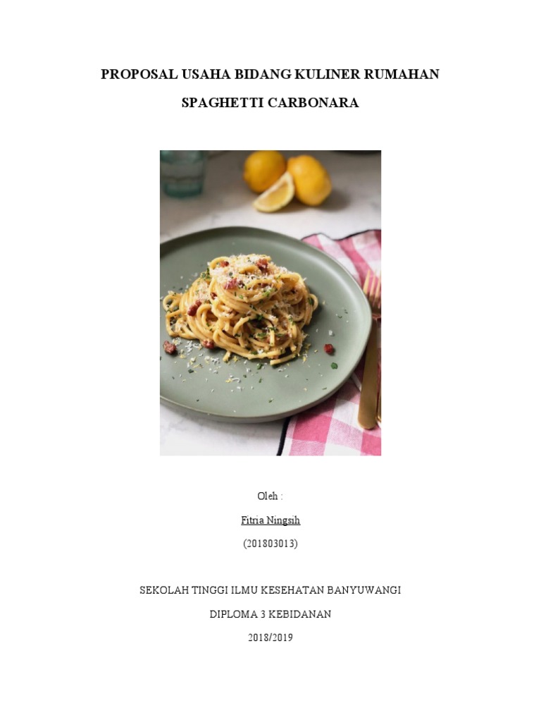 Proposal Usaha Spaghetti Carbonara | PDF | Karier & Perkembangan | Bisnis