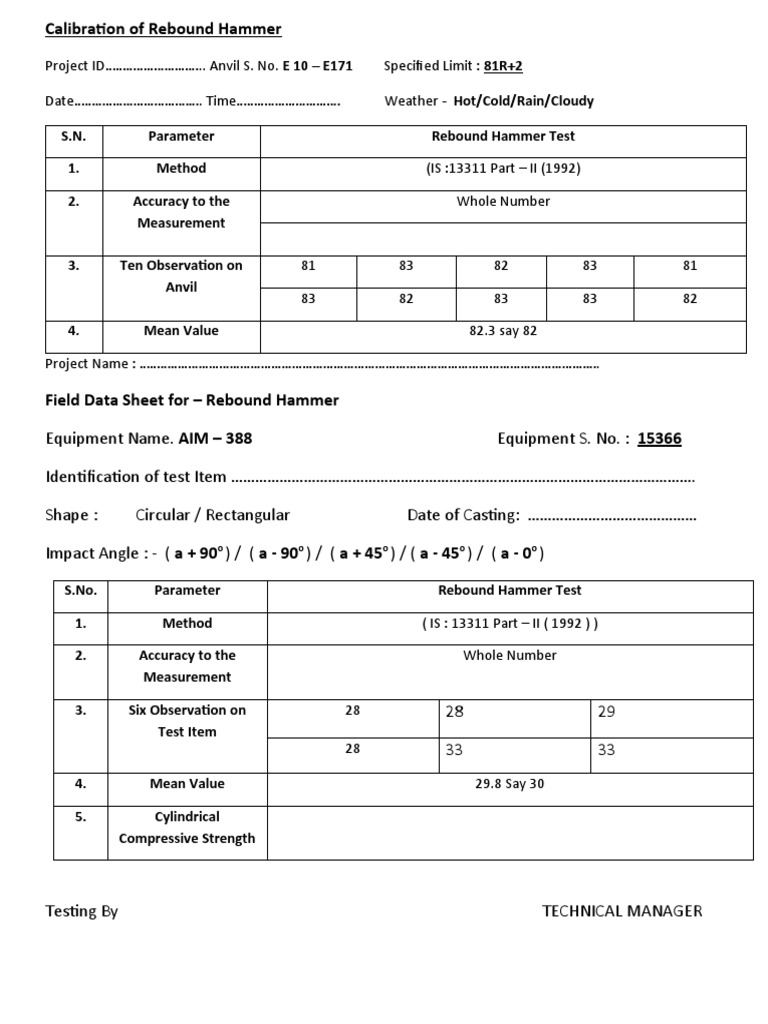 Calibration of Rebound Hammer PDF