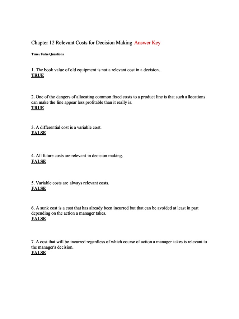 Relevant Costs in Decision Making | PDF | Cost | Milk